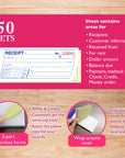 Cash or Rent Receipt Book 2-Part Carbonless 7 1/2" x 2 3/4" (50 Sets)
