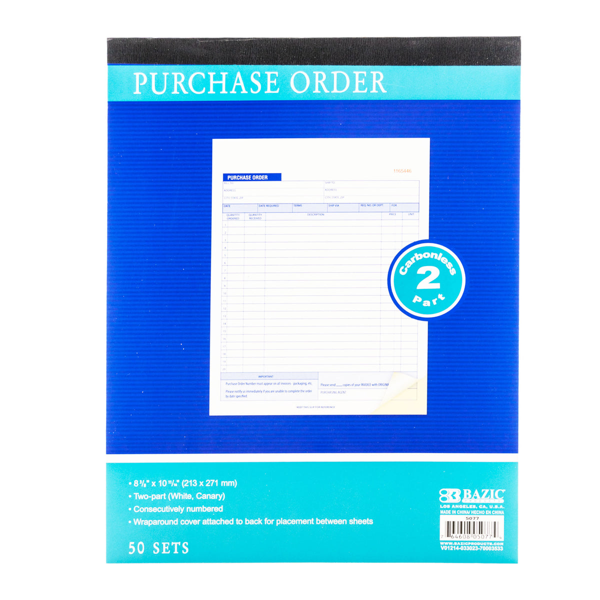 BAZIC Purchase Order Book 2-Part Carbonless 8 3/8