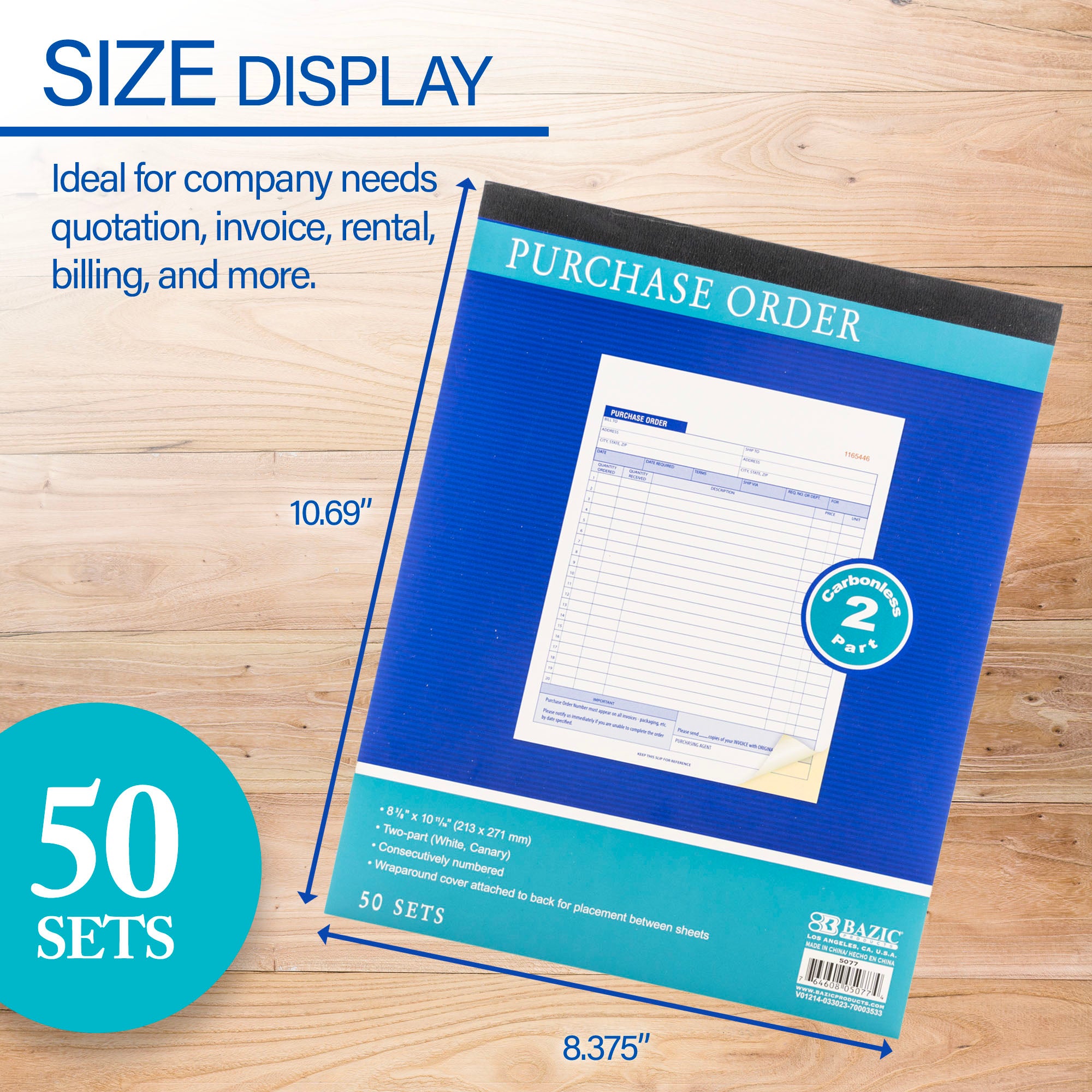 BAZIC Purchase Order Book 2-Part Carbonless 8 3/8