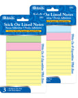 Lined Stick On Notes 3" X 3" 40 Ct. (3/Pack)