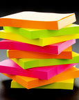Stick On Notes 3" X 3" 40 Ct. (4/Pack) Neon