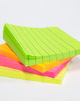 Lined Stick On Notes Neon 3" X 3" 70 Ct.