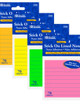 Lined Stick On Notes Neon 3" X 3" 70 Ct.