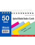 Ruled Colored Index Card Spiral Bound 3" X 5" 50 Ct.
