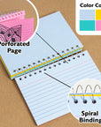 Ruled Colored Index Card Spiral Bound 3" X 5" 50 Ct.