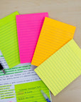 Lined Stick On Notes Neon 4" X 6" 50 Ct.