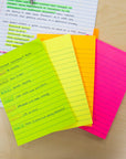 Lined Stick On Notes Neon 4" X 6" 50 Ct.
