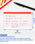 Ruled Color Coded Index Card 3" X 5" 100 Ct.