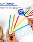 Ruled Color Coded Index Card 3" X 5" 100 Ct.