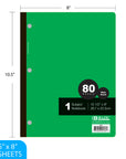 Notebook W/R 1-Subject 80 Ct.