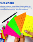 Ruled Fluorescent Colored Index Card 3" X 5" 75 Ct.