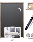RUSTIQUE Wood Frame Magnetic Chalkboard 20" x 30" w/ Chalk Marker & Magnets