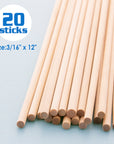 Wooden Dowel Round Natural 3/16" x 12" (20/Bag)