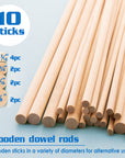 Wooden Dowel Assorted Round Natural (10/Bag)