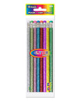 Wood Pencil w/ Eraser Metallic Glitter (8/Pack)