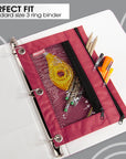 Pencil Pouch 3-Ring Double Zipper w/ Mesh Window