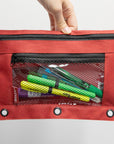 Pencil Pouch 3-Ring Double Zipper w/ Mesh Window