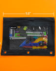 Pencil Pouch 3-Ring Black Color w/ Mesh Window