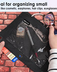 Pencil Pouch 3-Ring Black Color w/ Mesh Window