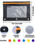Pencil Pouch Neon Black 3 Ring Binder Pouch w/ Mesh Window