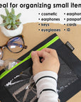 Pencil Pouch Neon Black 3 Ring Binder Pouch w/ Mesh Window