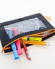 Pencil Pouch Neon Black 3 Ring Binder Pouch w/ Mesh Window