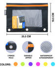 Pencil Pouch Neon Black 3 Ring Binder Pouch w/ Mesh Window