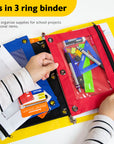 Pencil Pouch 3-Ring Bright Color w/ Clear Window