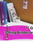 1" Glitter Poly 3-Ring Binder w/ Pocket