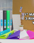 1" Bright Color Poly 3-Ring Binder w/ Pocket