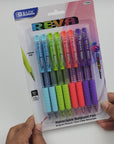 Reva Dazzle Black Color Retractable Pen w/ Cushion Grip (8/Pack)