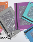 Pencil Pouch 3-Ring Retro Pastel Color w/ Mesh Window