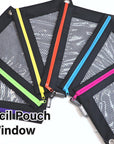 Pencil Pouch Neon Black 3 Ring Binder Pouch w/ Mesh Window