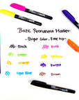 Fine Tip Bright Color Permanent Markers w/ Pocket Clip (5/Pack)