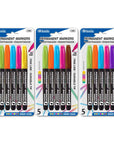 Fine Tip Bright Color Permanent Markers w/ Pocket Clip (5/Pack)