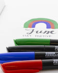 Fine Tip Assorted Color Permanent Markers w/ Pocket Clip (5/Pack)