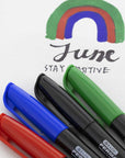 Fine Tip Assorted Color Permanent Markers w/ Pocket Clip (5/Pack)