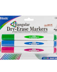 Triangle Dry-Erase Markers Chisel Tip Bright Colors (3/Pack)