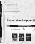 Spencer Black Retractable Pen w/ Cushion Grip (5/Pack)