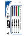 Fiero Assorted Color Fiber Tip Fineliner Pen (4/Pack)