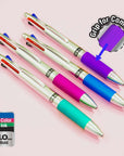 Silver Top 4-Color Pen w/ Cushion Grip (2/Pack)