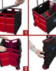 Foldable Utility Cart w/ Lid Cover Red 16" X 18" X 15"