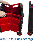 Foldable Utility Cart w/ Lid Cover Red 16" X 18" X 15"