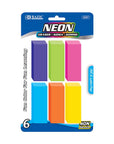 Neon Bevel Eraser (6/Pack)