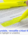 Pen Style Fluorescent Highlighter Yellow w/ Pocket Clip (5/Pk)