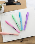 Pen Style Pastel Assorted Colors Highlighter w/ Pocket Clip (5/Pack)