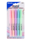 Pen Style Pastel Assorted Colors Highlighter w/ Pocket Clip (5/Pack)