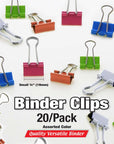 Small 3/4" (19mm) Assorted Color Binder Clip (20/Pack)