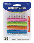 Small 3/4" (19mm) Assorted Color Binder Clip (20/Pack)