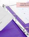 Binder View 1" Assorted Neon Color 3-Ring w/ 2-Pockets